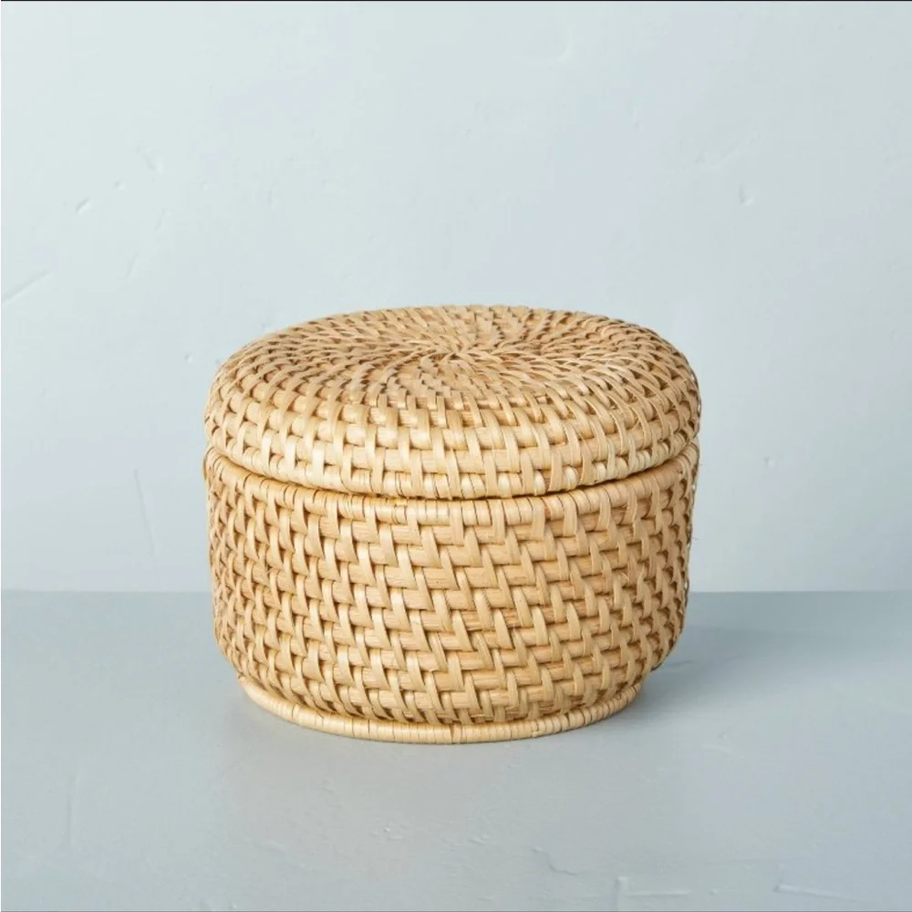 Medium & Small Rattan Woven Basket with Lid Natural Hearth & Hand with Magnolia